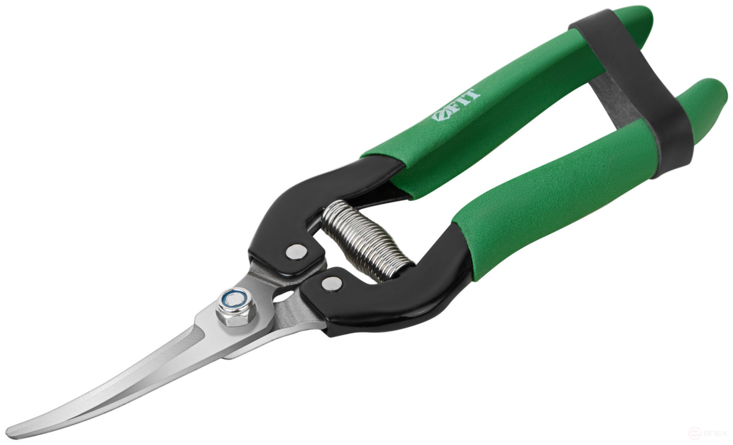 Секатор садовый, режущие кромки внахлест, изогнутые лезвия нерж. сталь, ПВХ накладки на ручки 190 мм