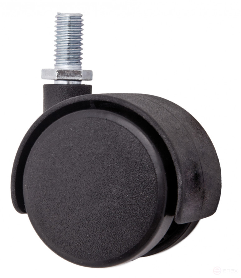 Meb. plast. d40 wheel with M8 screw, black AKS