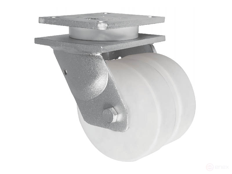 Колесная опора д.200 мм поворотная сдвоенная большегрузная точеный полиамид