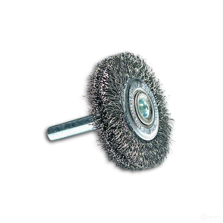 Cylindrical corrugated brush, D40*9 mm, shank 6 mm, steel corrugated wire STA 0.20 mm