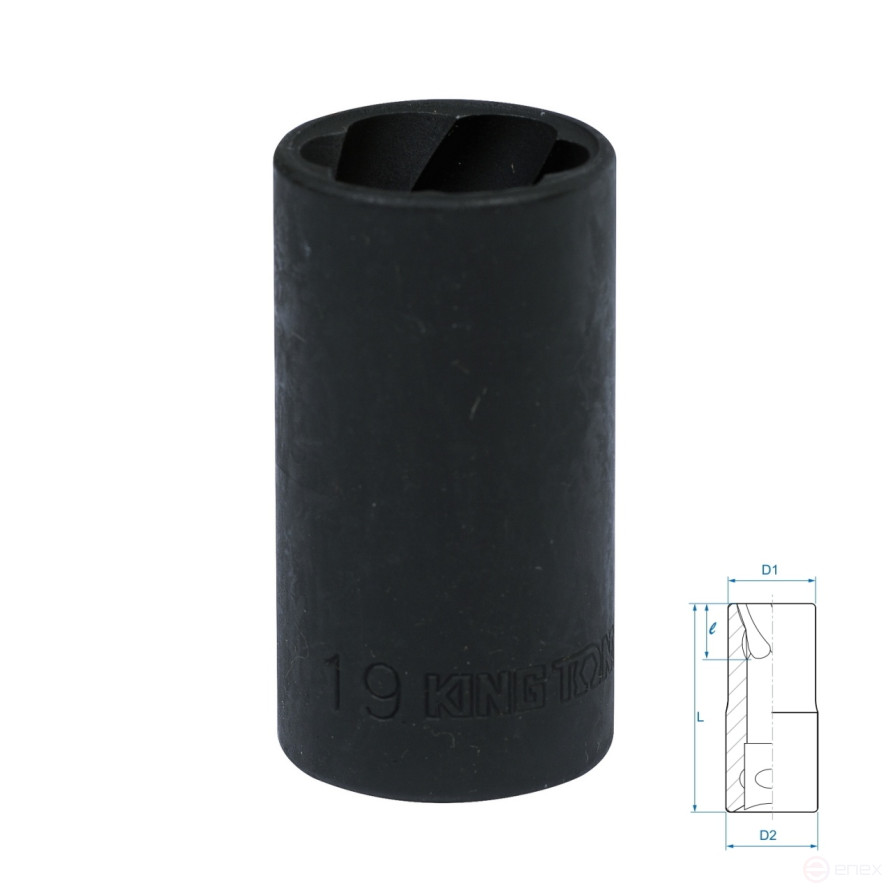 Head for damaged fasteners 1/2", 19 mm KING TONY 9TD403-19M