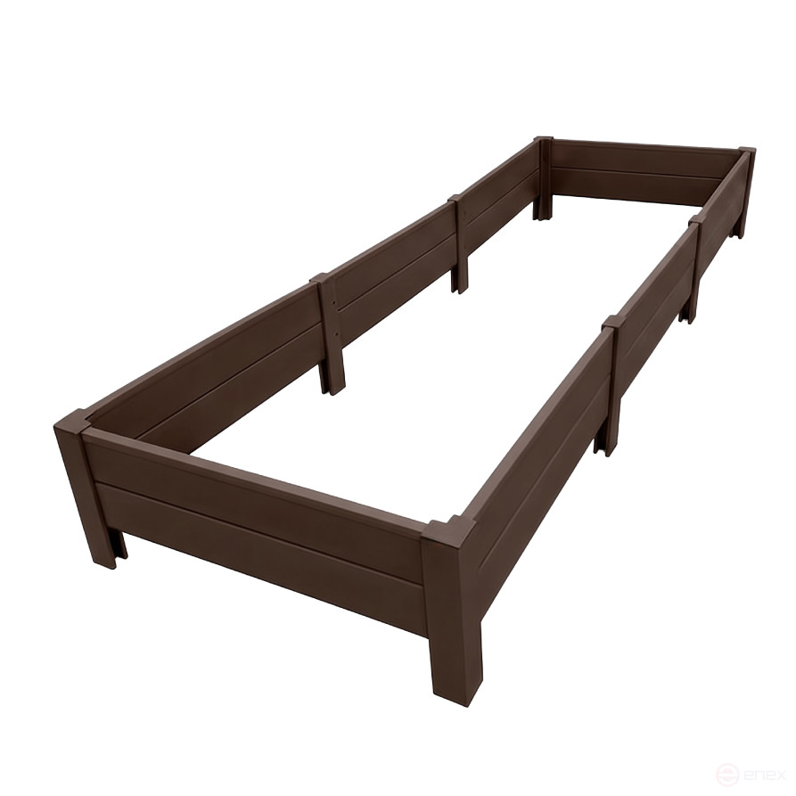 PVC plastic bed 1x3 m height 27 cm, color brown