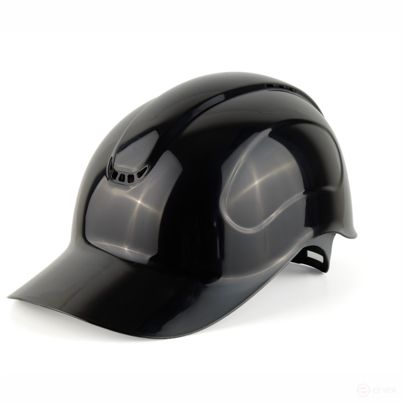 Absolute black protective helmet, chin strap with 4-point fastening, 20 pcs.