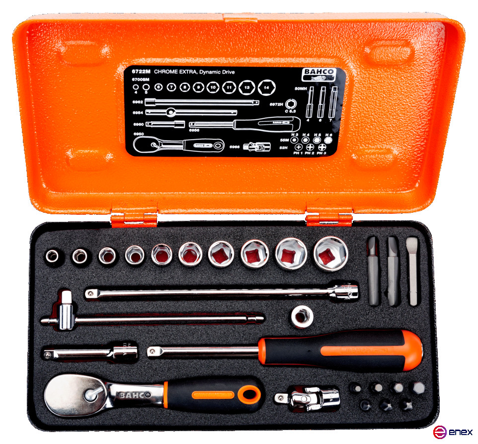 1/4Набор торцевых головок, 27шт 6722M