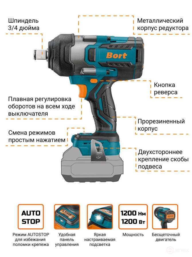 Battery wrench BORT BSR-21U-XL (without battery and storage)