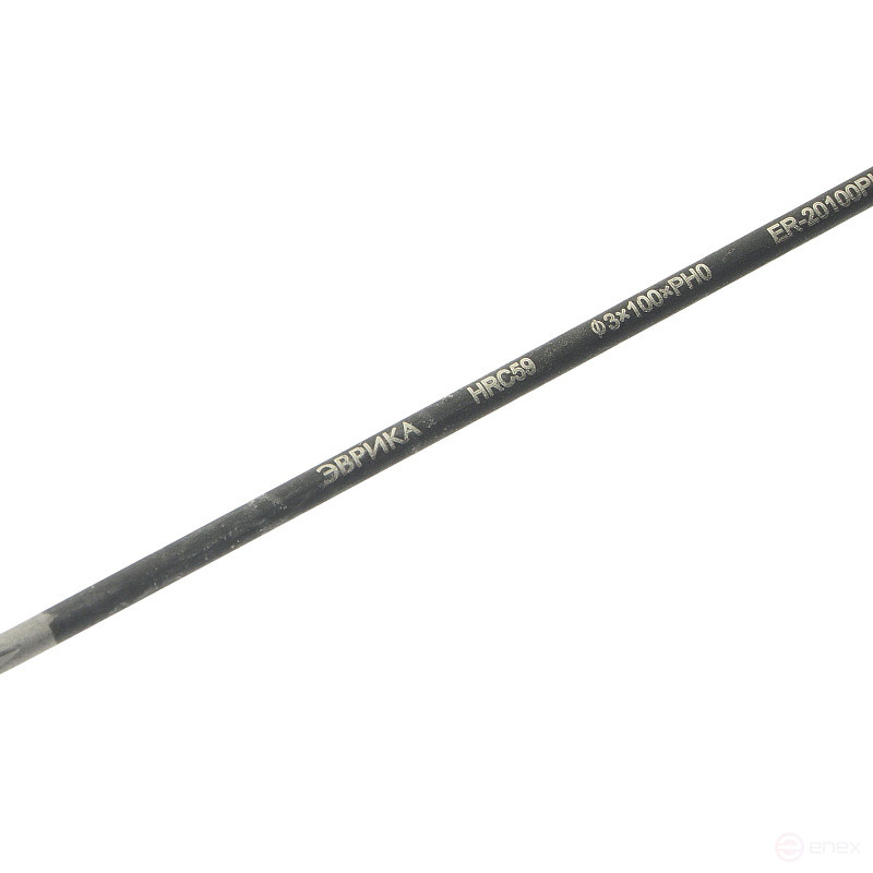 Отвертка крестовая PH0х100мм Ø3мм магнитная, стержень S2, с держателем HRC≥59 ER-20100PH ЭВРИКА /1/12/144 NEW