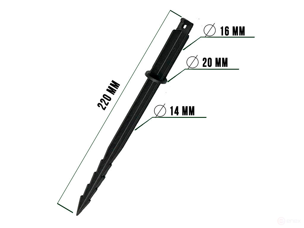 Pegs for greenhouse arcs 22 cm Geoplastboard Set 12 pcs Color Black