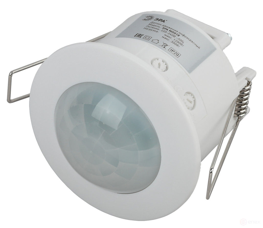 Датчик движения ЭРА MD 018 белый 1200Вт 360° 6М IP20