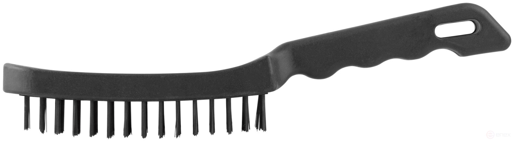 Steel brush, black plastic handle, 275 mm, 6-row