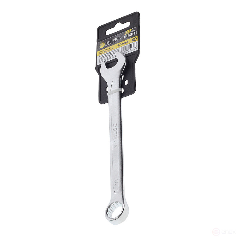 Ключ комбинированный 14мм ER-53141 (Chrome vanadium) на держателе PRO ЭВРИКА 1/10/200