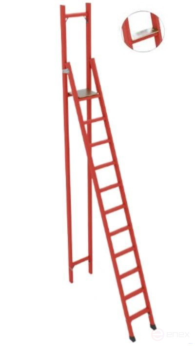 SSV-3.6TS fiberglass stepladder with vertical support, Telecom, wide steps, h=3870mm, h work platform=2600mm, step 11