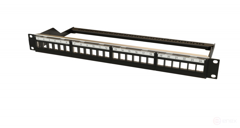 PPBL6-19-24- RM Modular patch panel 19", 24 ports, 4 removable panels of 6 modules, 1U, for unshielded modules, with rear cable organizer (without modules)