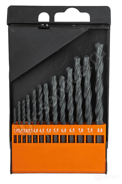 Набор сверл по металлу НС40 от 2 до 8 шаг 0,5, 13шт. Р6М5