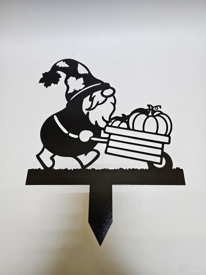 Large garden figurine "A Dwarf with a wheelbarrow and pumpkins"