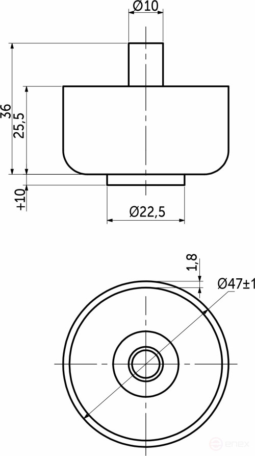 Опора меб. пласт. WPJA-22 h27 регул. черный AKS