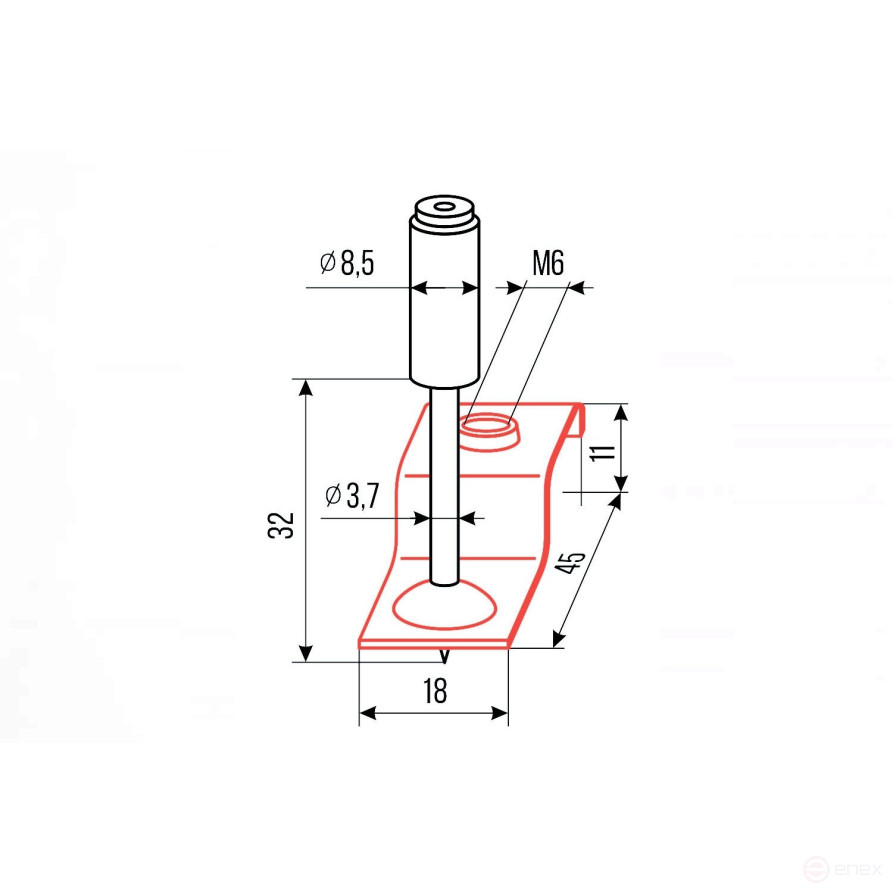 Pyroxylin mounting nails PA32-m6z2 (M6 stud suspension nail, red, 100 pcs/pack) FEDAST