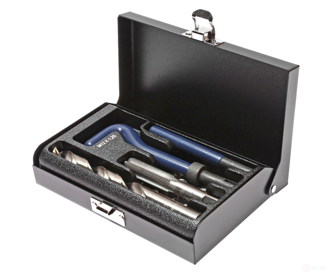 Set of tools and inserts for thread restoration M12x1.25mm L=16.3mm 14 pieces JTC