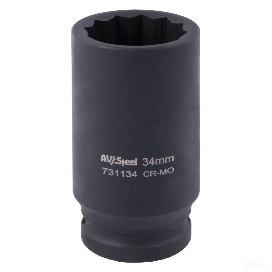 Головка ударная 3/4" двенадцатигранная удлиненная 34мм "AV Steel" AV-731134