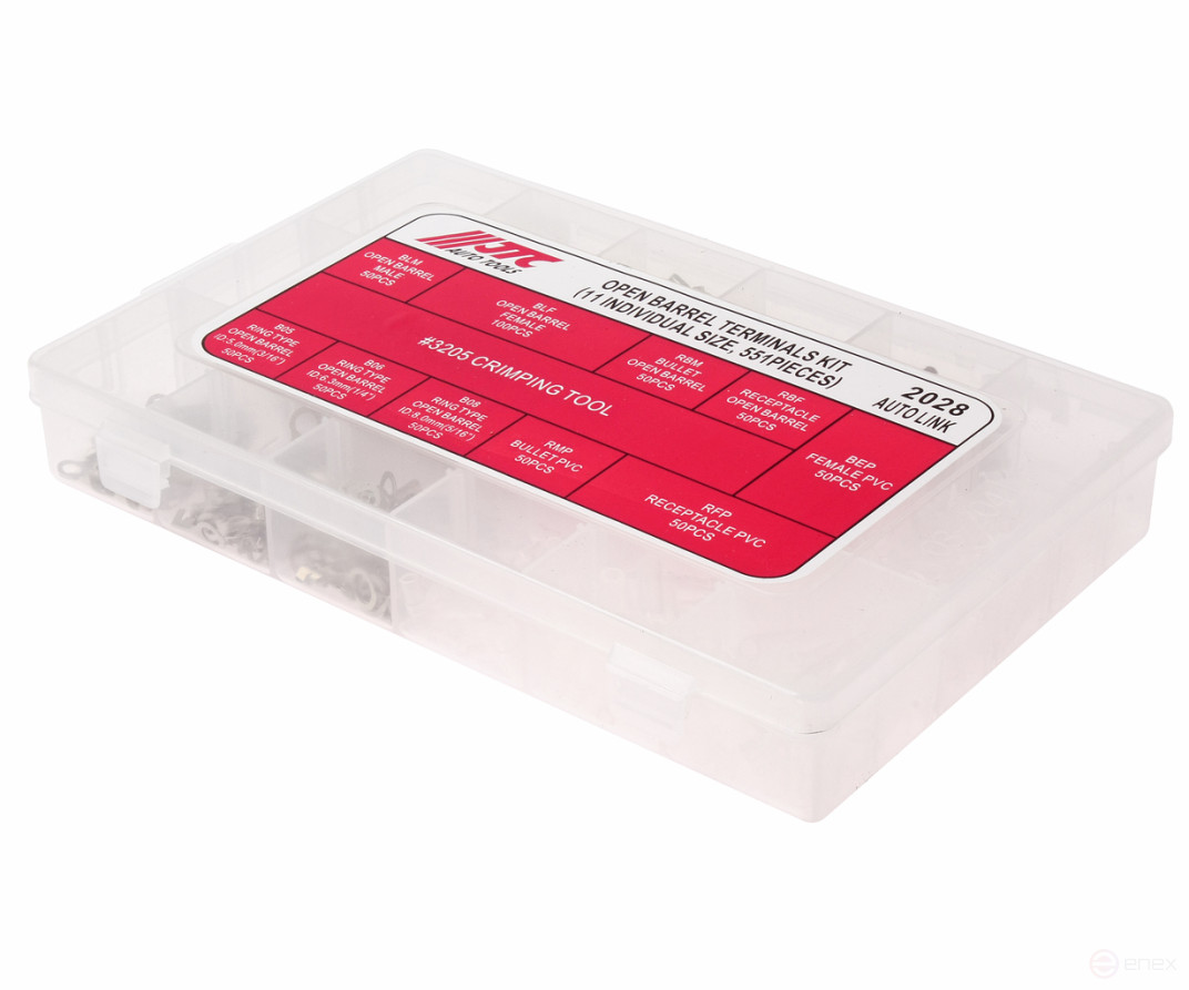 A set of automotive non-insulated terminals of 11 standard sizes 551 pcs. in the BOXJTS