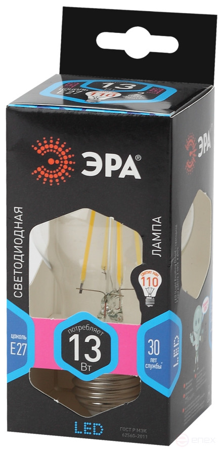 LED lamp ERA F-LED A60-13W-840-E27 13W Filament Pear Neutral White Light E27