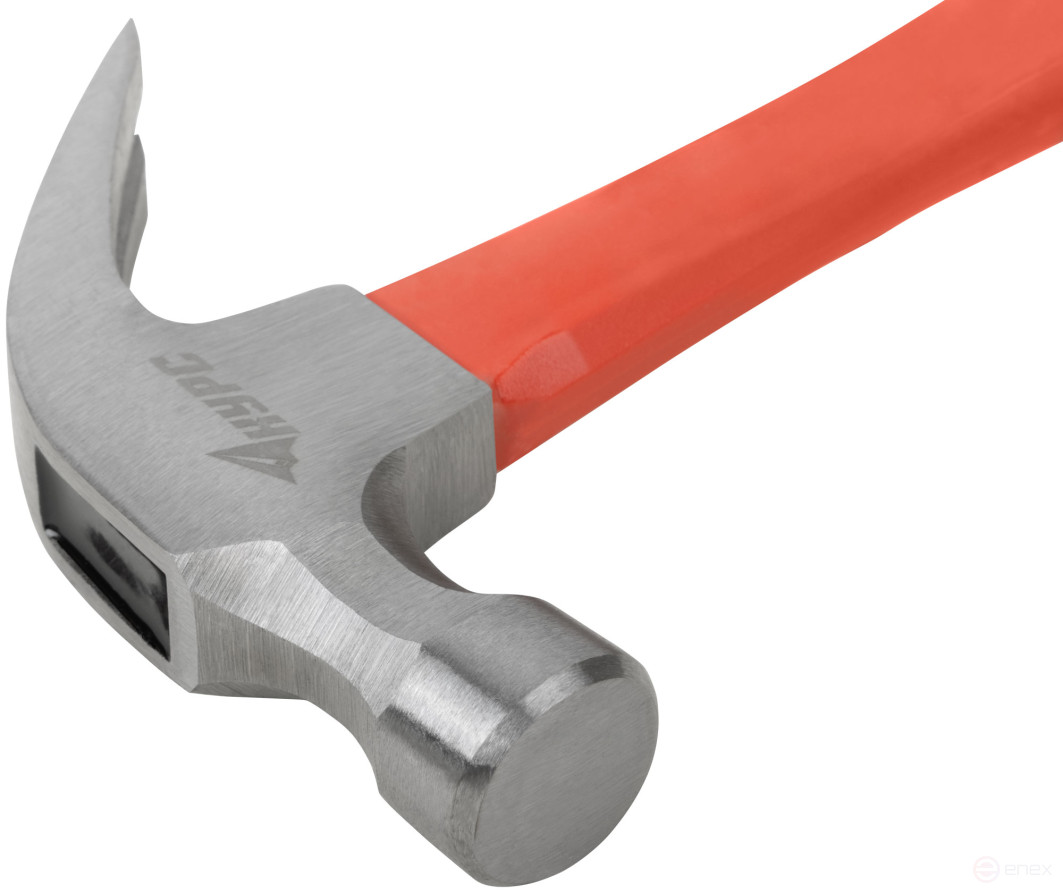 Молоток-гвоздодер, фиберглассовая усиленная ручка 27 мм, 450 гр.