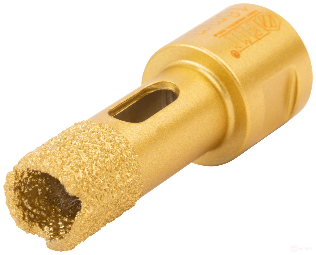 Коронка кольцевая для УШМ, М14, по керамограниту, камню и кафелю алмазная, вакуумное спекание 16х60 мм