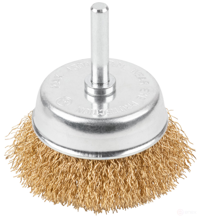 Щетка для дрели, тип "Чашка", латун. витая проволока 0,3 мм, 65 мм, блистер, CUTOP Profi