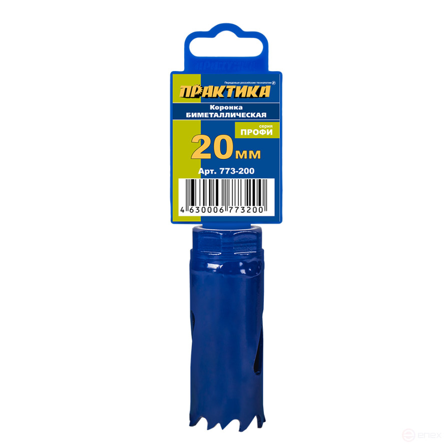 Коронка биметаллическая ПРАКТИКА 20 мм (1шт), клипса (773-200)