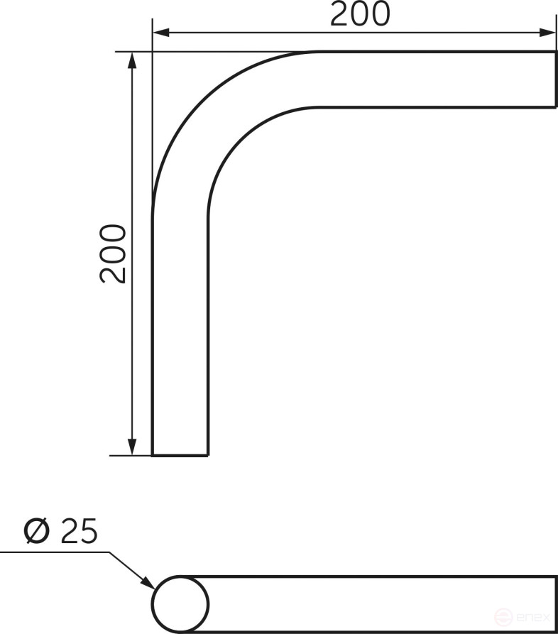 Pipe angle D25 (517) 90* 20*20 , chrome AKS
