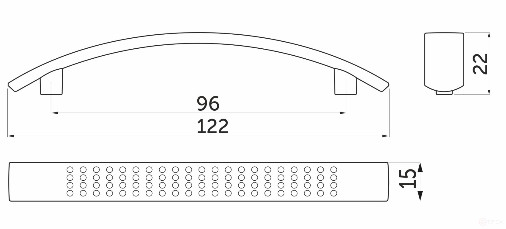 Handle meb. bracket meth. UN87 96 satin, AKS