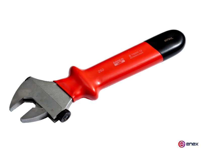 Insulated adjustable wrench, length 210/grip 29 mm