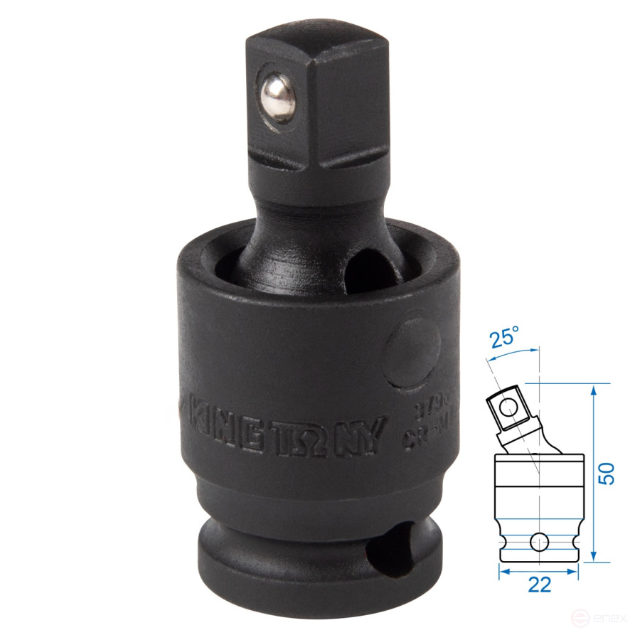 Impact gimbal 3/8", ball bearing, with ball lock KING TONY 3796P