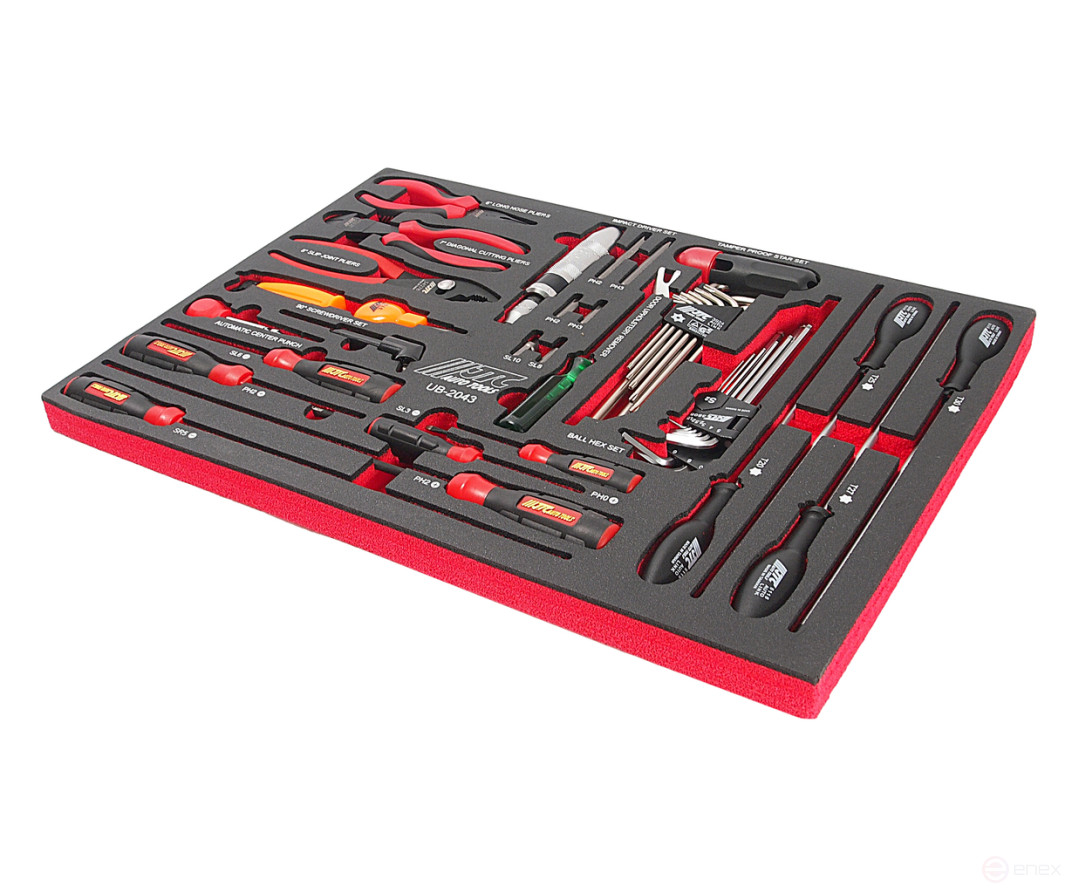 A set of 43 pieces of locksmith and assembly tools in the JTC base