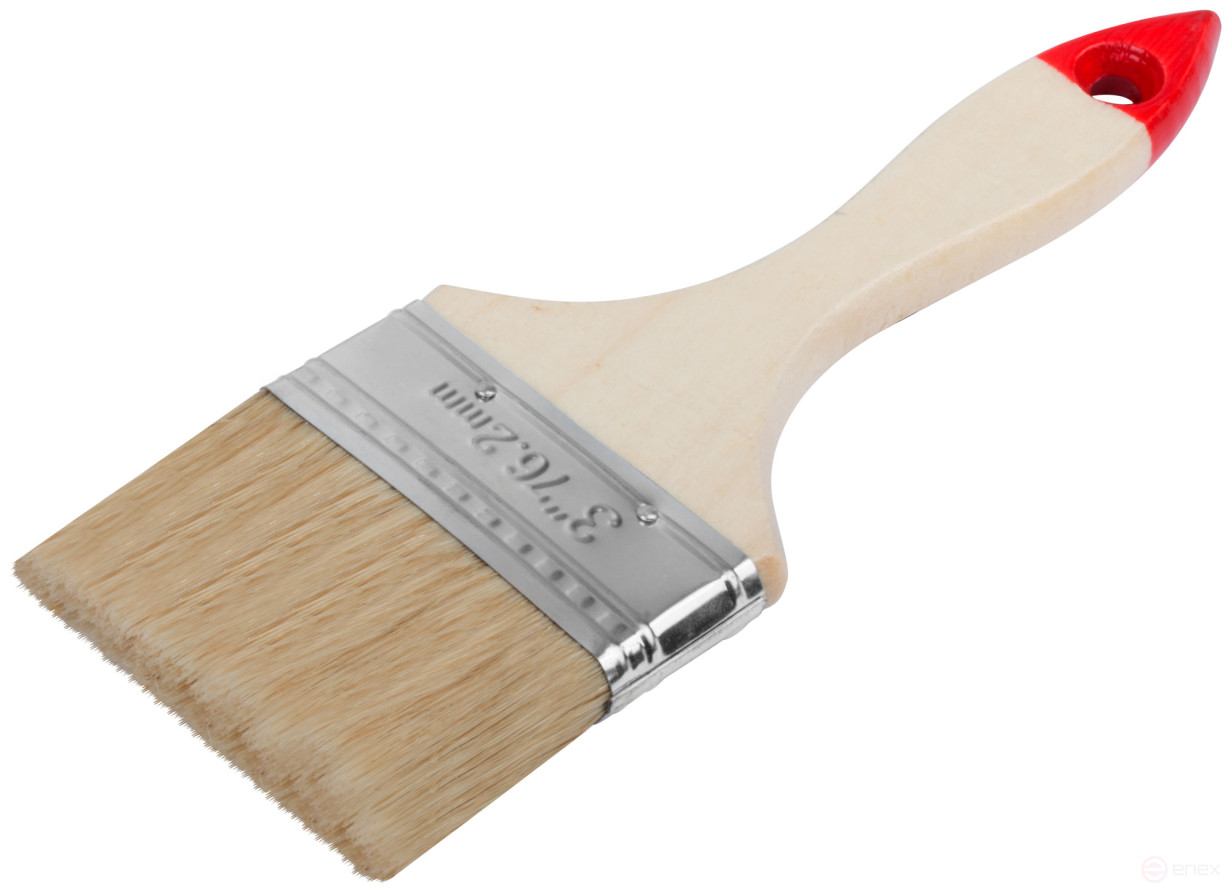 Кисть флейцевая "Оптима", натур. cветлая щетина, деревянная ручка 3" (75 мм)