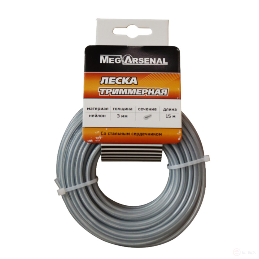 MegArsenal d3.0 trimmer line circle with metal. with a core of 15m