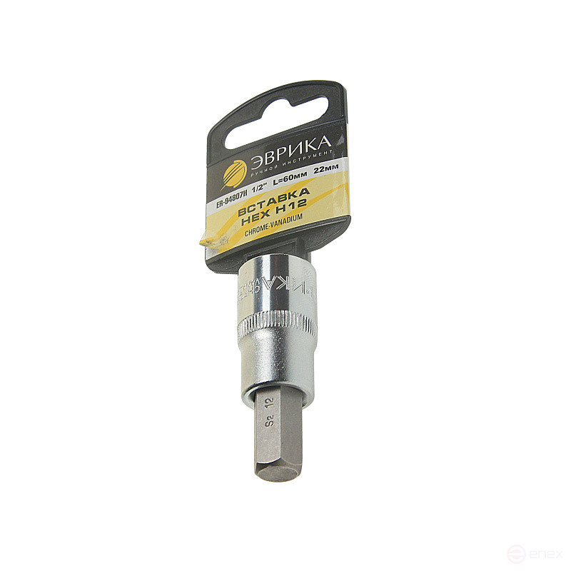 Насадка-вставка с битой Hex H12 ER-94807H 1/2 22мм L=60мм (с держателем) ЭВРИКА /1/20
