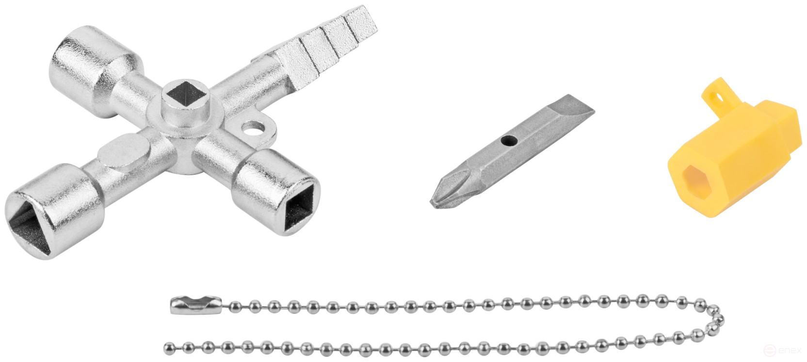 Ключ универсальный для электрошкафов 5-в-1, двусторонняя CrV бита PH2/SL7