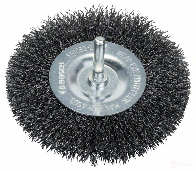 Disc brush with wavy steel wire, 100x0.3 mm 100 mm, 0.3 mm, 10 mm