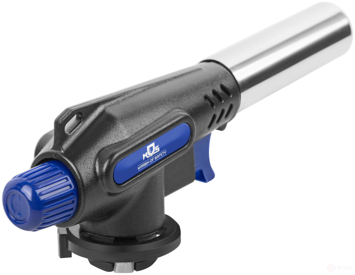 Gas burner for collet cylinder, reservoir.body, with piezo ignition, 360° rotation, 22 mm nozzle