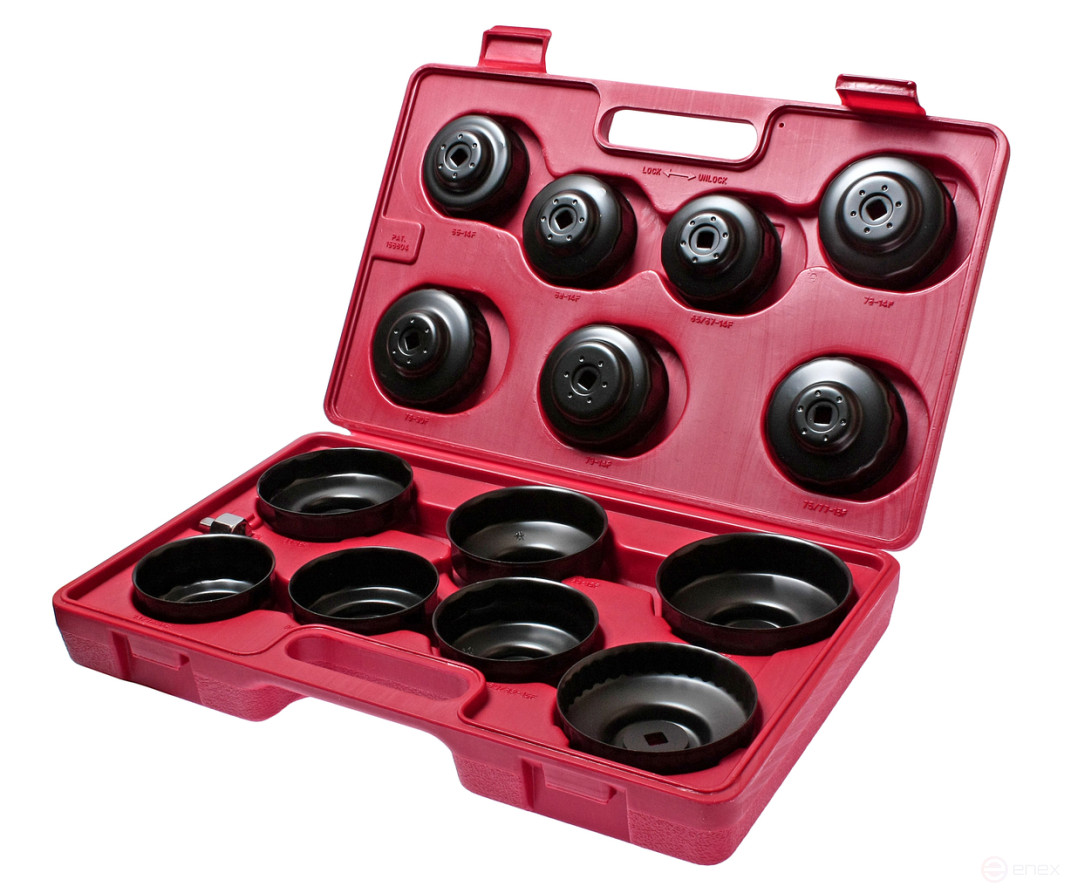 Съемник фильтров масляных 14 предметов чашка в кейсе JTC