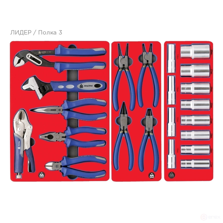 Set of tools "LEADER" in a blue cart, 270 items MASTER 52-06270B