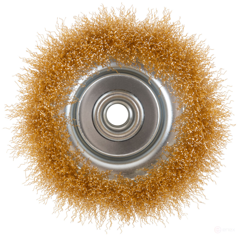 Щетка для УШМ, М14, тип "Чашка", латун. витая проволока 0,3 мм, 125 мм, блистер, CUTOP Profi