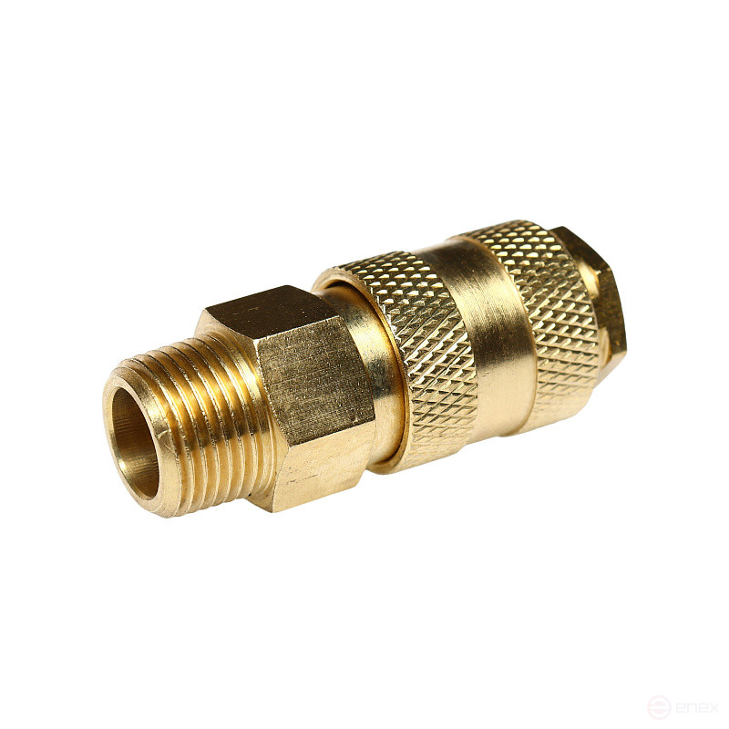 Быстроразъем пневматический ER-BSE1-3SM:с клапаном с наружной резьбой 3/8" (латунь) ЭВРИКА /1/10