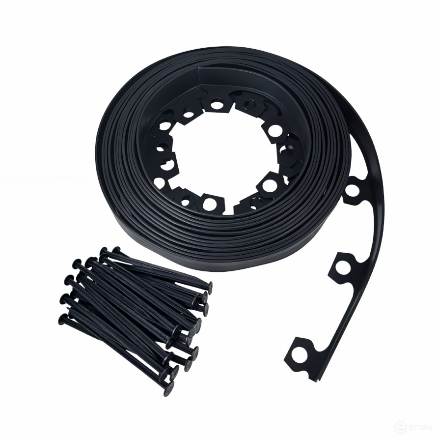 Plastic garden border MANGO LIGHT 10 m height 38 mm black