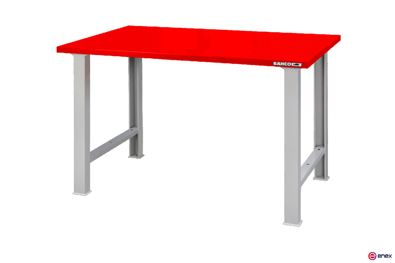 Heavy duty workbench, metal table top with 4 legs orange 1800 x 750 x 1030 mm