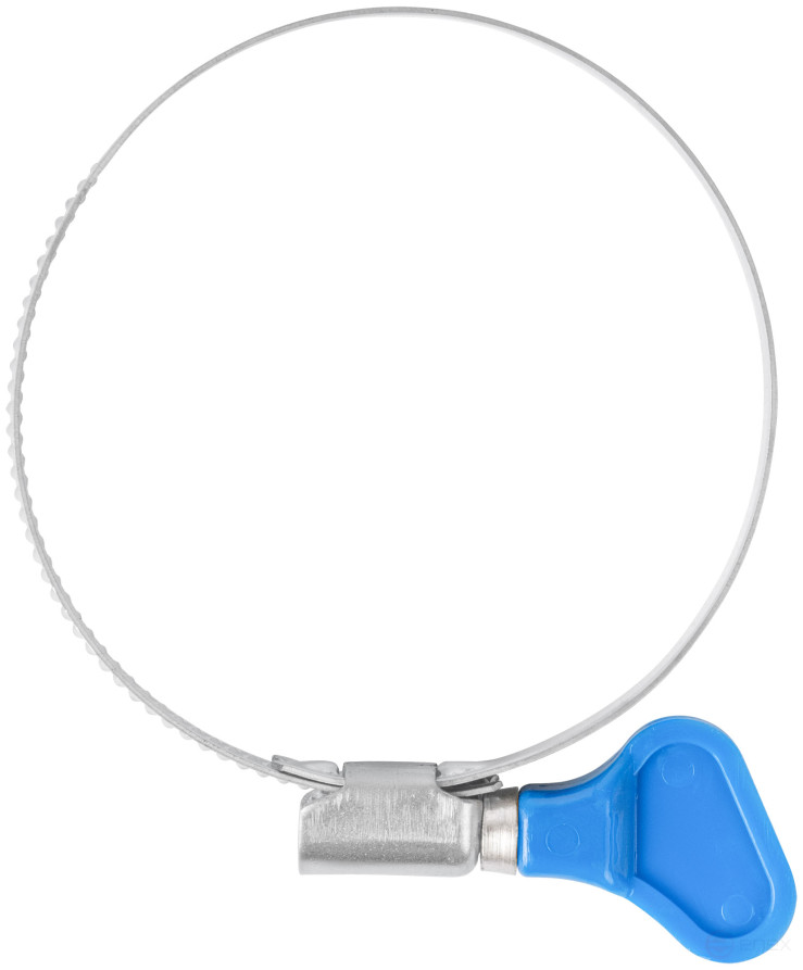 Knurled crimping clamp with key, 9 mm wide, stainless steelsteel 50-70 mm