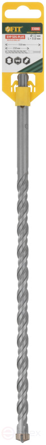 Бур по бетону SDS-PLUS, Профи, крестообразная вставка, двойная спираль, 12 х 310 мм