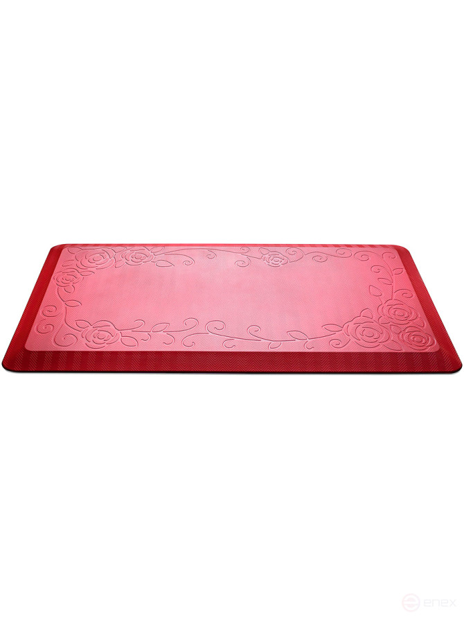 Anti-fatigue mat "Flowers", 51x99 cm, red