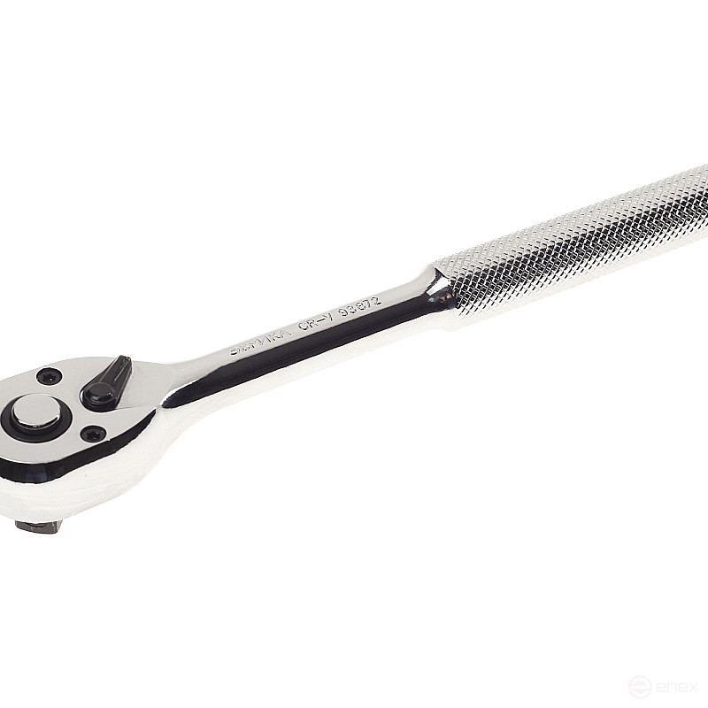 Трещотка ER-93872 3/8" 72-зубцовая с прямой рифленой металлической ручкой L-200мм ЭВРИКА 1/25/50