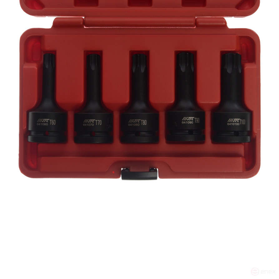 Набор головок торцевых 3/4" TORX (Т60-Т100) ударных L=100мм 5 предметов в кейсе JTC